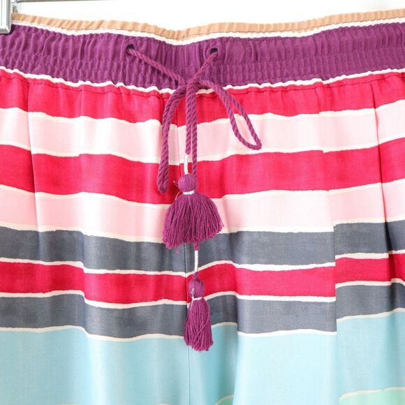 Ann Taylor LOFT Size M Striped Shorts Viscose Satin Multicolor - Picture 3 of 7